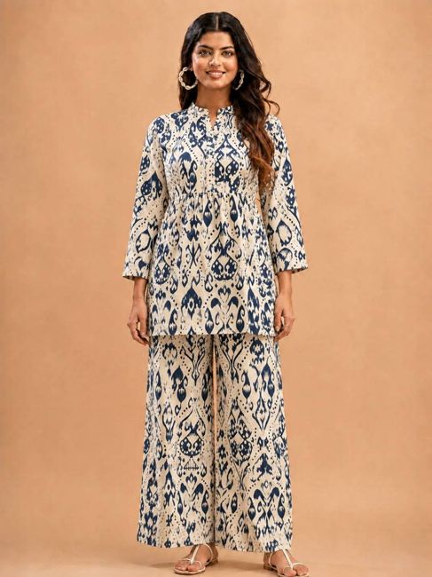 [SMF-B523A045D0CBBF-1] Zarvika Tunic Palazzos Co-ords Set (S)