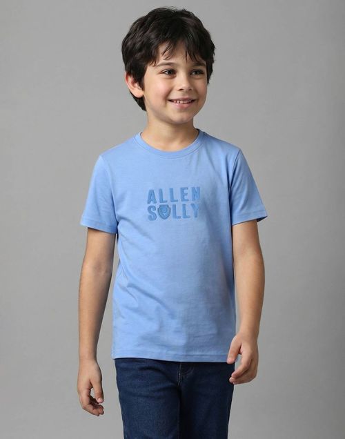 [SMF-B4C601552E94D5-3] Allen Solly Boys Printed Cotton Blend Regular T Shirt (Light Blue) (7 - 8 Years)