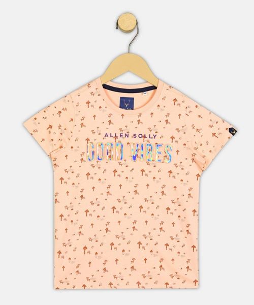 [SMF-D8A9E94589F701-2] Allen Solly Boys Printed Pure Cotton Regular T Shirt (Light Blue) (3 - 4 Years)