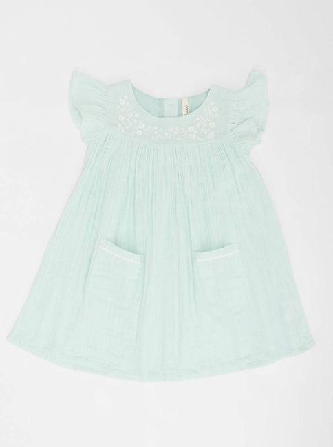 [SMF-49DCFAB65286D2-3] Pantaloons Baby Baby Girls Midi/Knee Length Casual Dress (Brook Green) (9 - 12 Months)