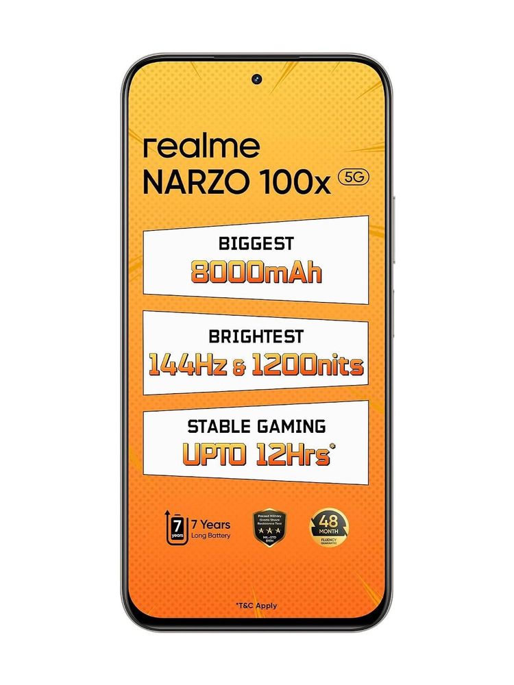 [MX26-MOBHPJHZHH5ZUAYS] realme Narzo 100x 5g (Flash Orange, 128 GB) | 4GB RAM