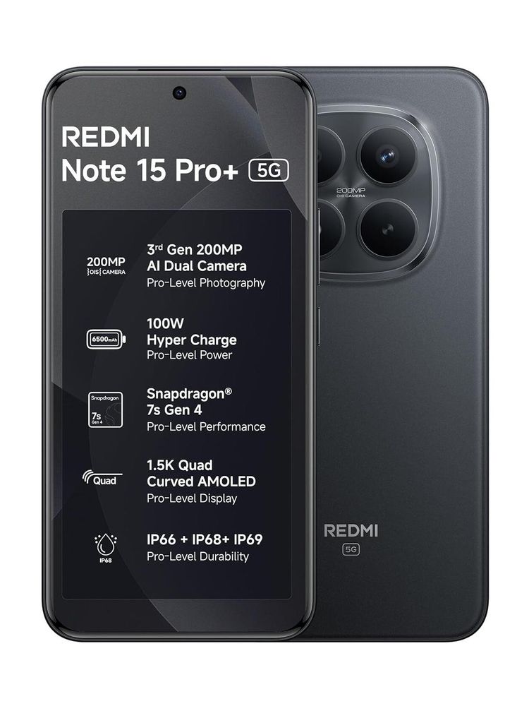[MX26-MOBHK46MAEXNGHZ5] REDMI Note 15 Pro + 5G (Carbon Black, 256 GB) | 8GB RAM