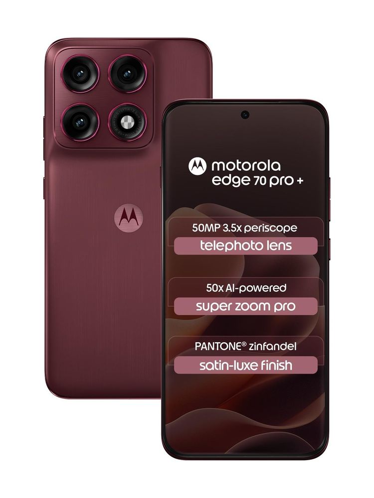 [MX26-MOBHHXQRQJX8USUW] MOTOROLA Edge 70 Pro+ (Satin-Luxe PANTONE Zinfandel (Maroon), 256 GB) | 12 GB RAM