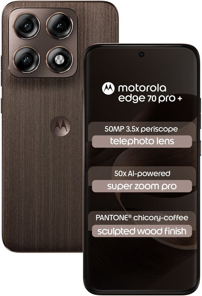 [MX26-MOBHHXQRSGJ3MDV7] MOTOROLA Edge 70 Pro+ (Sculpted Wood PANTONE Chicory coffee (Brown), 256 GB) | 12 GB RAM