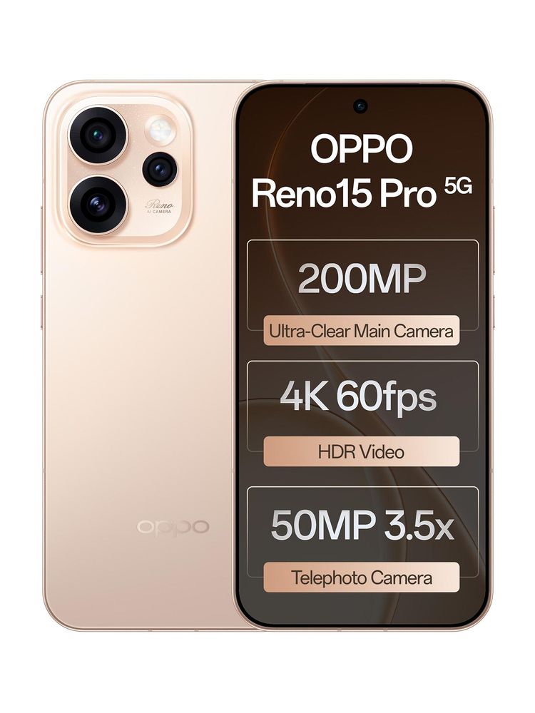 [MX26-MOBHGZZ9AGANPQBF] OPPO Reno15 Pro 5G (Sunset Gold, 256 GB) | 12 GB RAM
