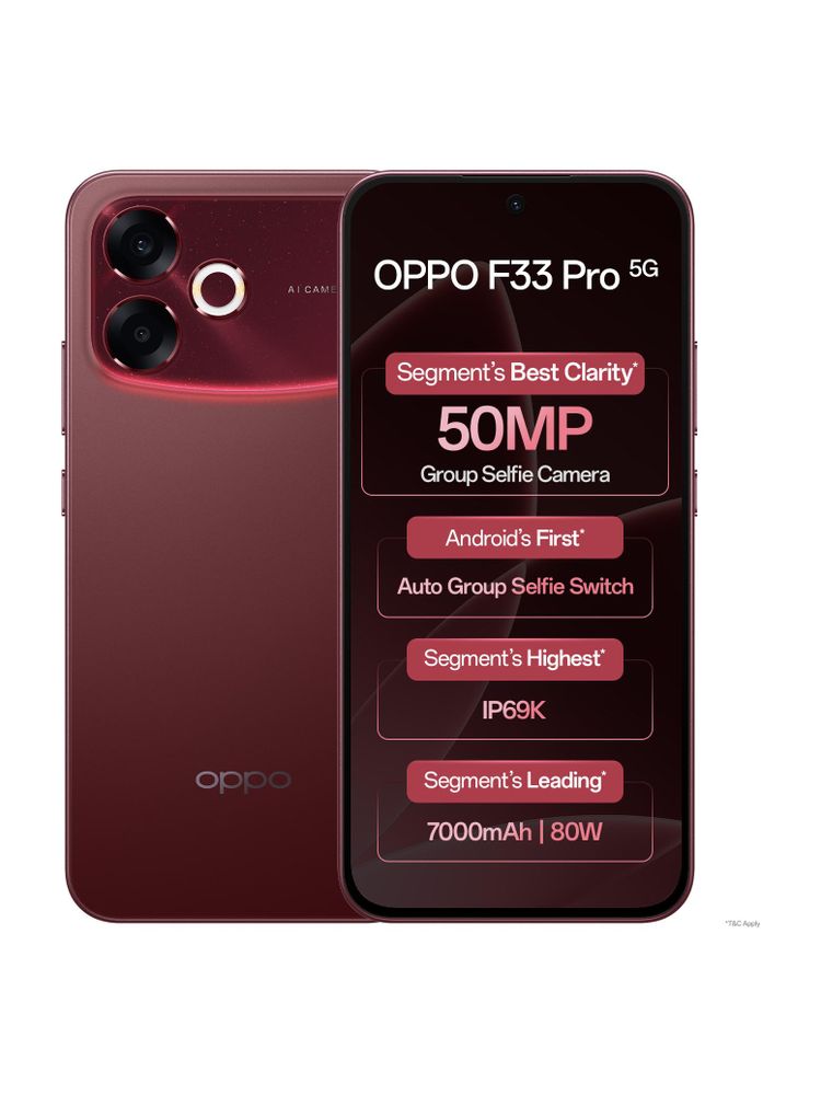 [MX26-MOBHM48FFFNFR8YD] OPPO F33 Pro 5G (Passion Red, 256 GB) | 8 GB RAM