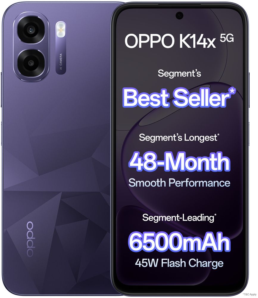 [MX26-MOBHJQQ4ZEC7USDR] OPPO K14x 5G (Prism Violet, 256 GB) | 6 GB RAM