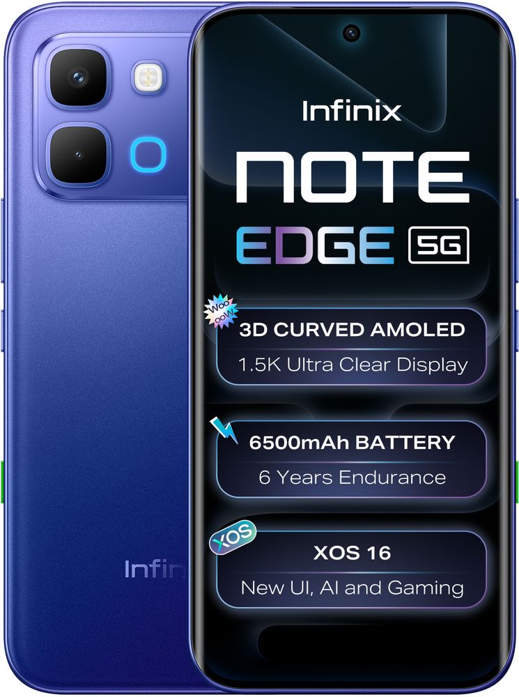 [MX26-MOBHKCV724SABNKE] Infinix Note edge (Stellar Blue, 128 GB) | 8 GB RAM