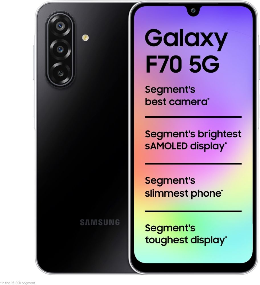 [MX26-MOBHRV4XGJ2DXM6E] Samsung Galaxy F70 5G (Bold Black, 128 GB) | 6 GB RAM