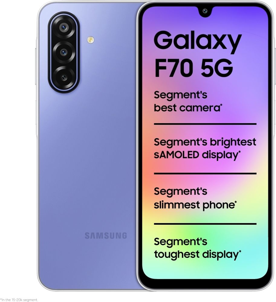 [MX26-MOBHRV4XYK4GZGHQ] Samsung Galaxy F70 5G (Vivid Violet, 128 GB) | 4 GB RAM