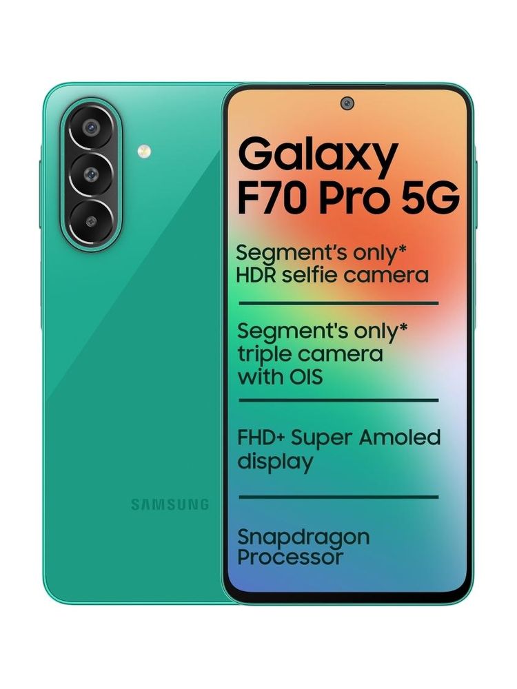 [MX26-MOBHZ8YSHHX6C4KX] Samsung Galaxy F70 Pro 5G (Aura Green, 128 GB) | 6 GB RAM