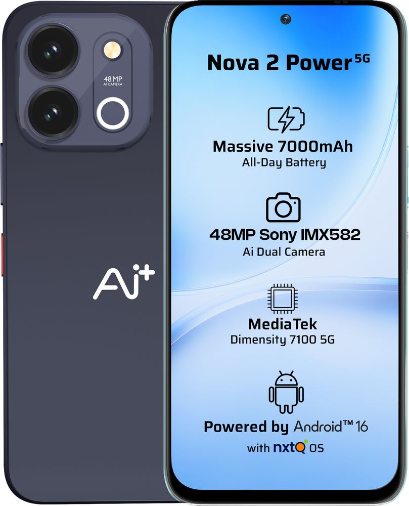 [MX26-MOBHQZVXNRQKMMTQ] AI+ Nova 2 Power 5G (Midnight Black, 128 GB) | 8 GB RAM