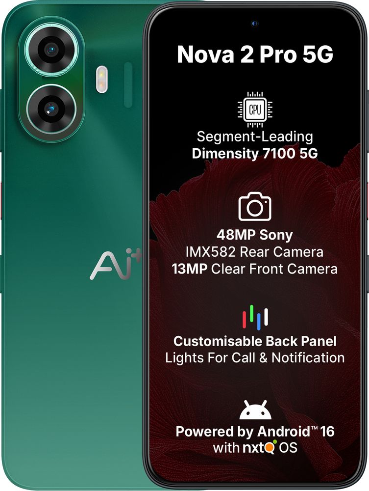 [MX26-MOBHZ8ZMF5EZCTBR] AI+ Nova 2 Pro 5G (Green, 128 GB) | 8 GB RAM