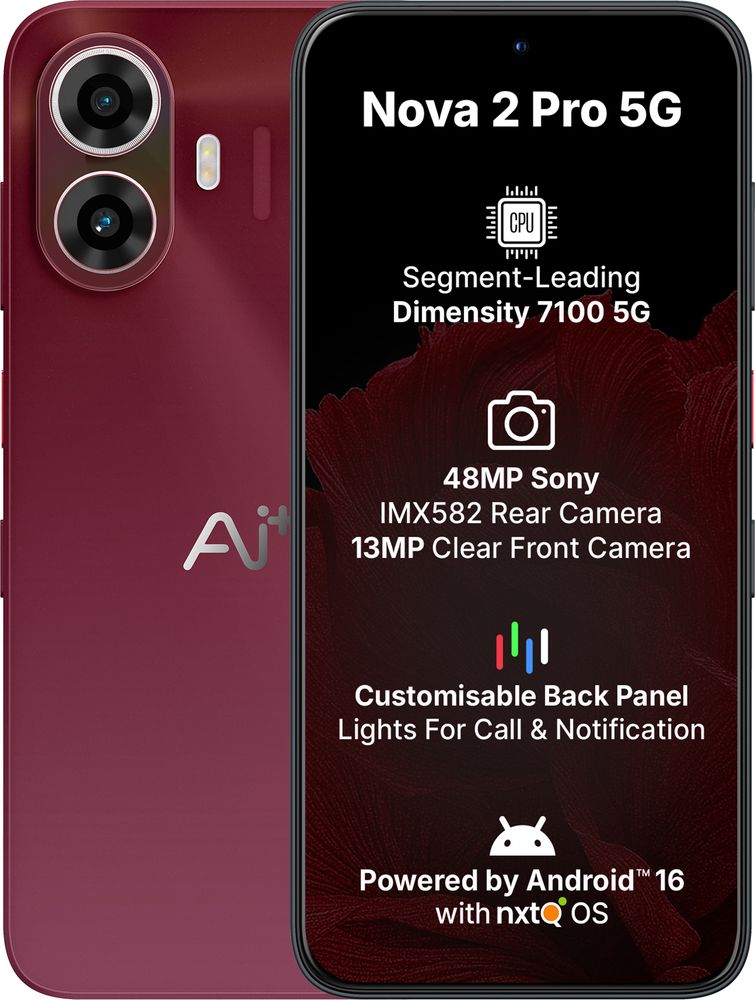 [MX26-MOBHZ8ZMWWNT894J] AI+ Nova 2 Pro 5G (Red, 128 GB) | 8 GB RAM