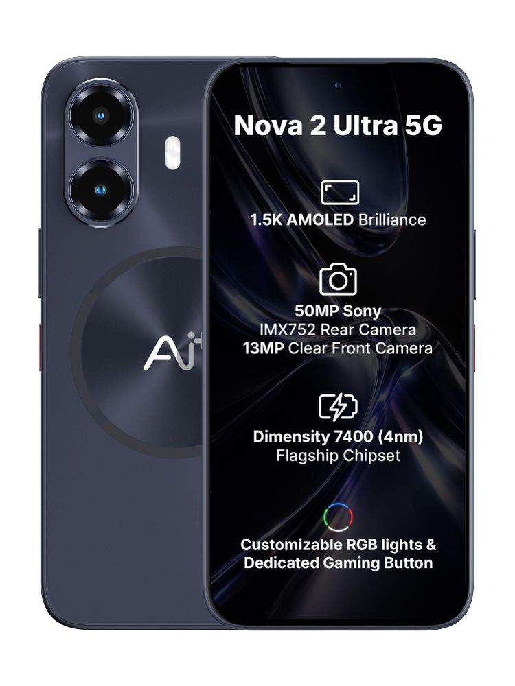 [MX26-MOBHZHUVNTSWWGAN] AI+ Nova 2 Ultra 5G (Black, 128 GB) | 6 GB RAM