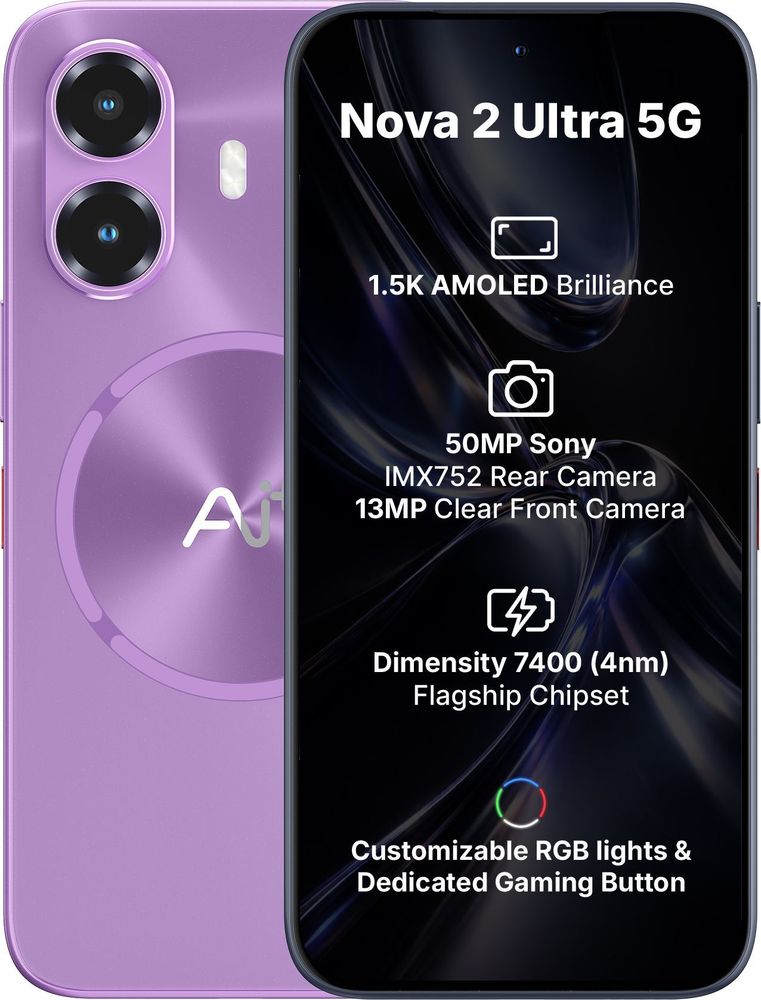 [MX26-MOBHZHUVGPVFCNXH] AI+ Nova 2 Ultra 5G (Purple, 128 GB) | 6 GB RAM