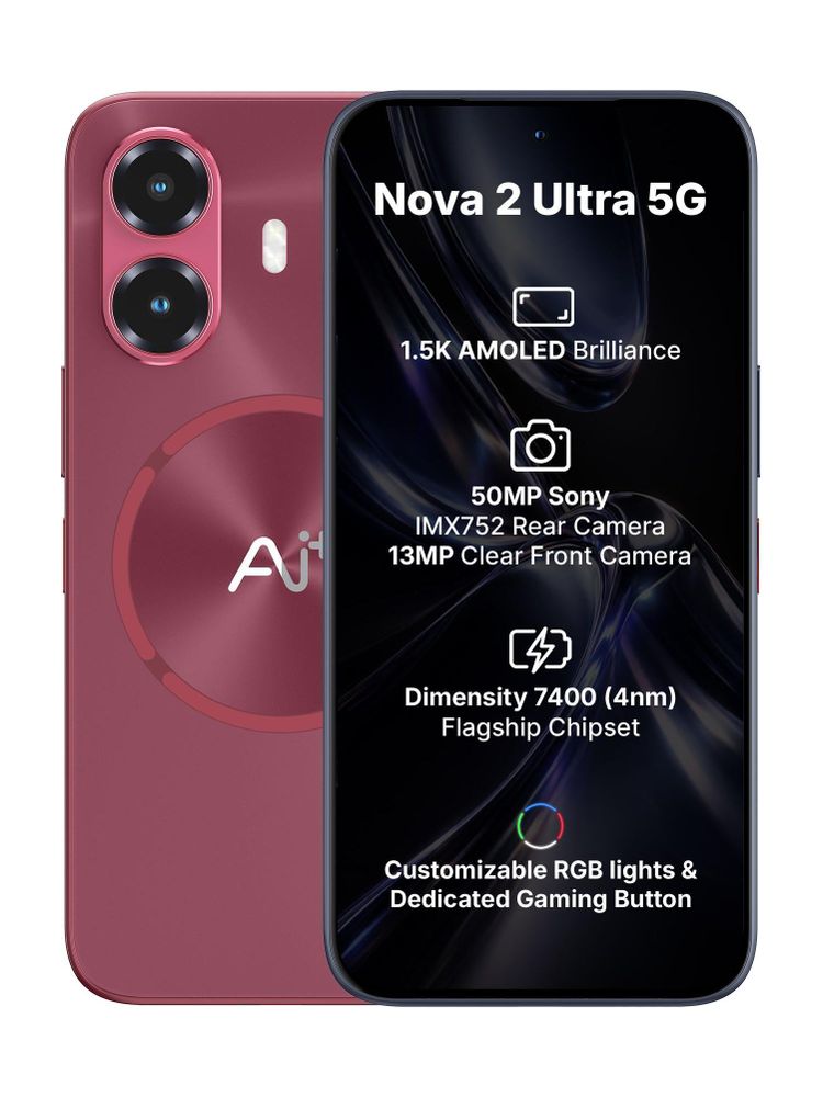 [MX26-MOBHZHUVMBNSMFFM] AI+ Nova 2 Ultra 5G (Red, 128 GB) | 6 GB RAM