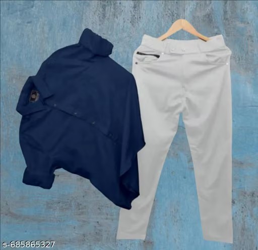 [MSH-BCCH2N] Mens Shirt and Trouser Set - Navy Blue and Grey