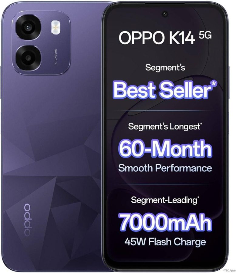 [PH-OPP-7F063A5C66] OPPO K14 5G (Prism Violet, 6GB RAM, 256 GB)