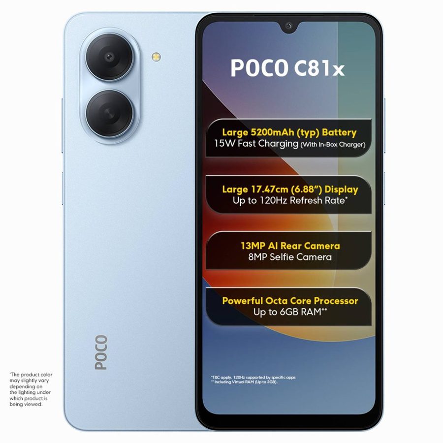 [PH-POC-DC05F50525] POCO C81x (Ice Blue, 3GB RAM, 64 GB)