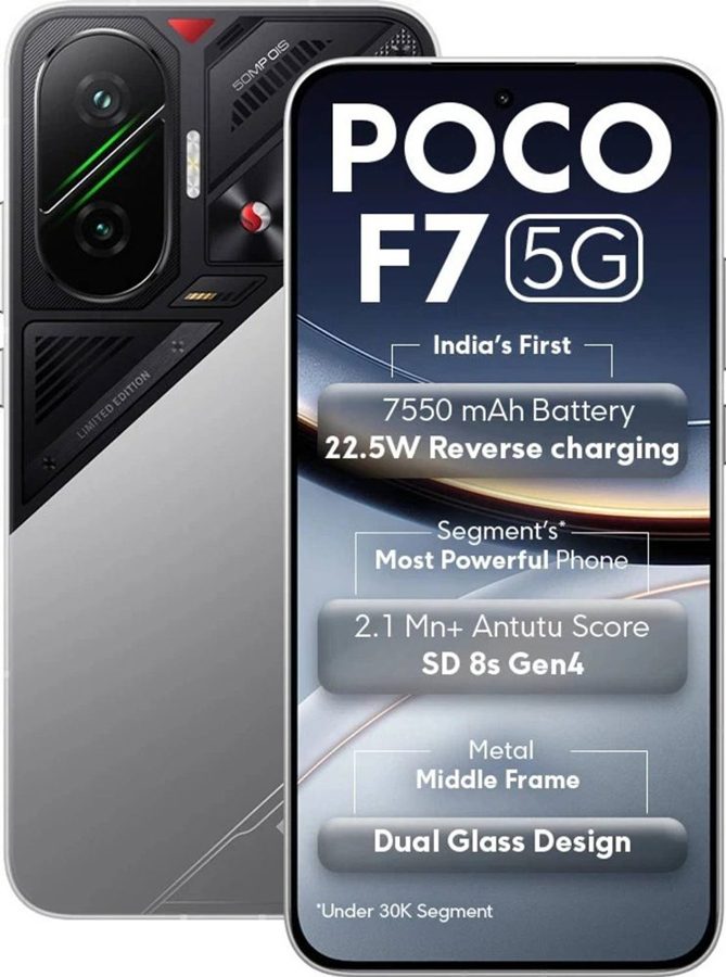 [PH-POC-439C887AD7] POCO F7 5G (Cyber Silver Edition, 12GB RAM, 256 GB)