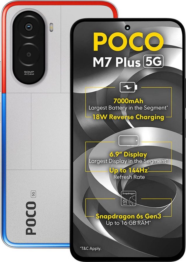 [PH-POC-94FE670B52] POCO M7 Plus 5G (Chrome Silver, 4GB RAM, 128 GB)