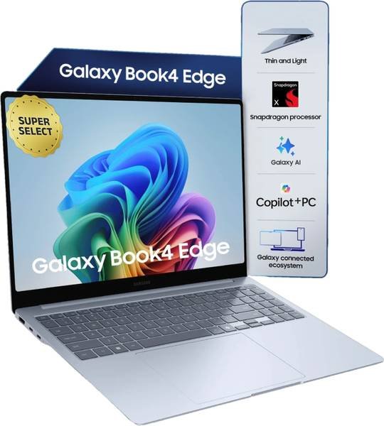 [SML-A87A4A7E1672BDE4] Samsung Galaxy Book4 Edge Series Copilot AI-PC Full Metal Chasis Snapdragon X - (16 GB/512 GB SSD/Windows 11 Home) NP750XQB-KA1IN Thin and Light Laptop