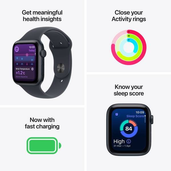 Apple Watch SE 3(2025) GPS 40mm Midnight Aluminium Case Midnight Sport Band - S/M (Grey, Small/Medium) - Photo 3