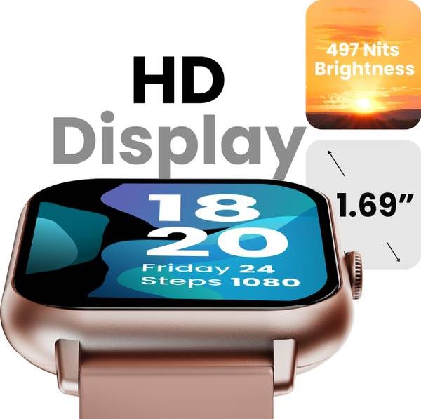 GOBOULT Drift BT Calling HD Display, 140+ Watchface, BT calling, IP68 Smartwatch (Pink, Free Size) - Photo 3