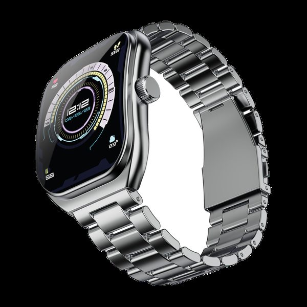[SMW-81EC07A4A92A6576] GOBOULT Trail Pro 2.01'' 3D Curved Display + AMOLED, 250+ Watch Faces, IP68 Smartwatch (Silver, Free Size)