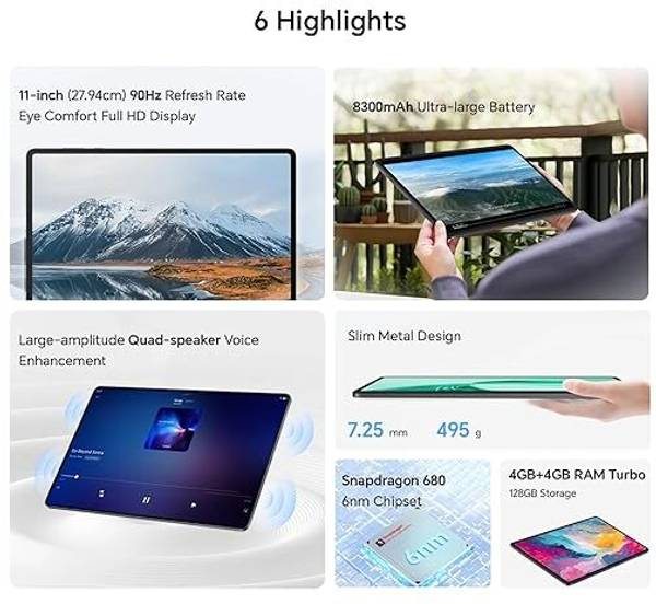 Honor Pad X8a 4 GB RAM 128 GB ROM 11.0 Inch with Wi-Fi Only Snapdragon 680 Tablet (Space Gray) - Photo 2
