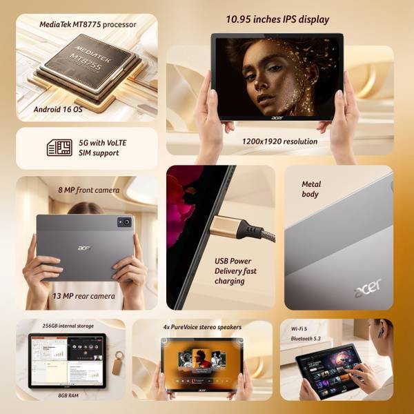 Acer Iconia Tab iM11 with Stylus Pen + Keyboard 8 GB RAM 256 GB ROM 10.95 inch with Wi-Fi+5G Gaming MediaTek 8755 CPU – Octa core Up to 2.4 Ghz Tablet (Slate Grey) - Photo 2