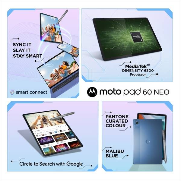 MOTOROLA Pad 60 Neo 4 GB RAM 128 GB ROM 11 inch with Wi-Fi Only MediaTek Dimensity 6300 Tablet (Malibu Blue) - Photo 3