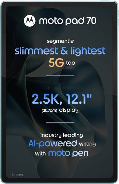 MOTOROLA pad 70 8 GB RAM 128 GB ROM 12.1 inch with Wi-Fi+5G Gaming Tablet (Pantone Sea Angel) - Photo 2