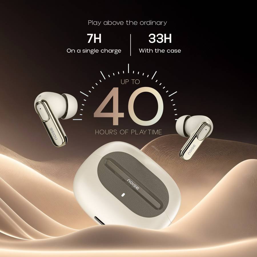Noise Buds UNO, 40Hrs Playtime, Quad Mic with ENC, Premium Leather Accent, Dual Pair Bluetooth (Ivory Grain) - Photo 2