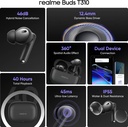 realme Buds T310 with 12.4mm Driver, 46dB ANC, Spatial Audio and upto 40 hours Playback Bluetooth (Vibrant Black) - Photo 2
