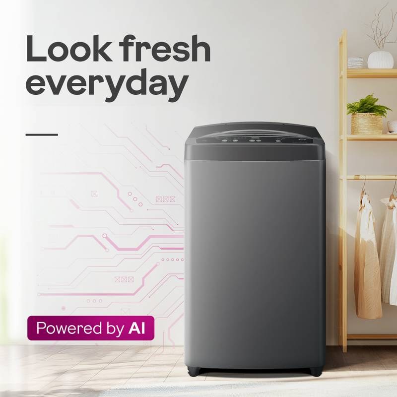 Godrej 7 kg Zero Pressure Technology Fills Tub 60% Faster, Fabrisafe Steel Drum Fully Automatic Top Load Washing Machine Grey, Black (Graphite Grey) - Photo 2