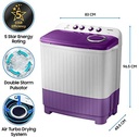 Samsung 7 kg 5 star, Air Turbo Drying Semi Automatic Top Load Washing Machine Grey, Purple (Light Grey) - Photo 2