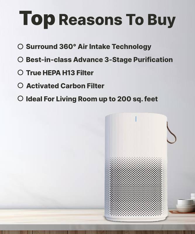 EUREKA FORBES AP 150 3-Stage HEPA & Surround 360° Air Technology Portable Room Air Purifier (White) - Photo 3