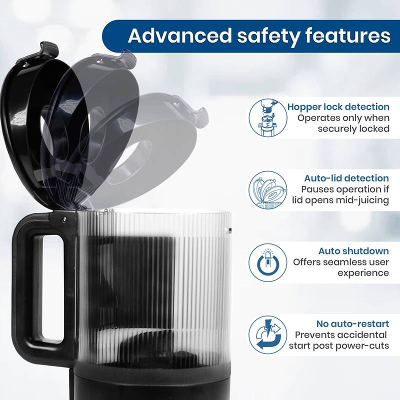 Solara Cold Press Juicer Machine for Home, Electric Slow Juicer for Fruits, Vegetables, 200 W Juicer (Black) - Photo 4