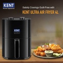 KENT Ultra Air Fryer 4L 1300W | Fry, Bake, Grill & Roast | Up to 80% Less Oil Usage | Rapid Heat Circulation | Adjustable Temperature Control Knob 80 to 200 | Auto Cut-Off Air Fryer (Black) - Photo 2