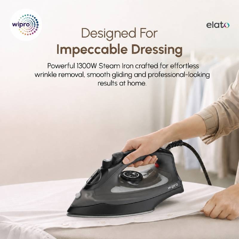 Wipro by Wipro GS 105 Brevia 1300 W Steam Iron (Black) - Photo 2
