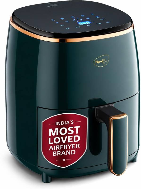 [SMH-2410B4EAADEA344E] Pigeon Healthifry Digital with 360 High Speed Air Circulation Technology 1200 W with Non-Stick Basket - Green Air Fryer