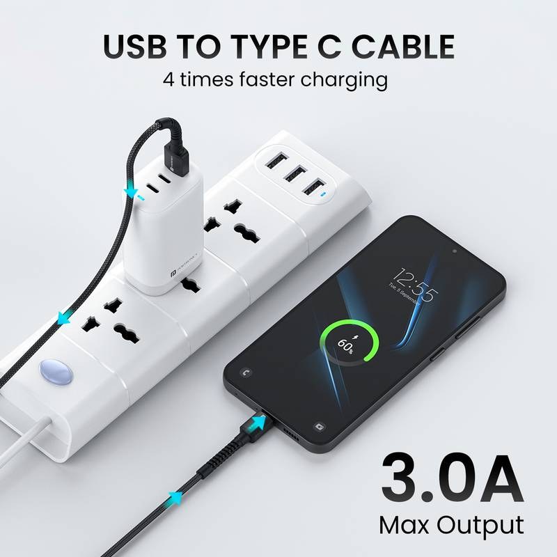 Portronics USB Type C Cable 3 A 1 m NA Konenct X USB to CFast Charging (Black) - Photo 4