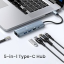 Portronics Mport 51 5-In-1 Type C, RJ 45 Port, 5GBPS Data Transfer, HDMI Port USB Hub (Grey) - Photo 2