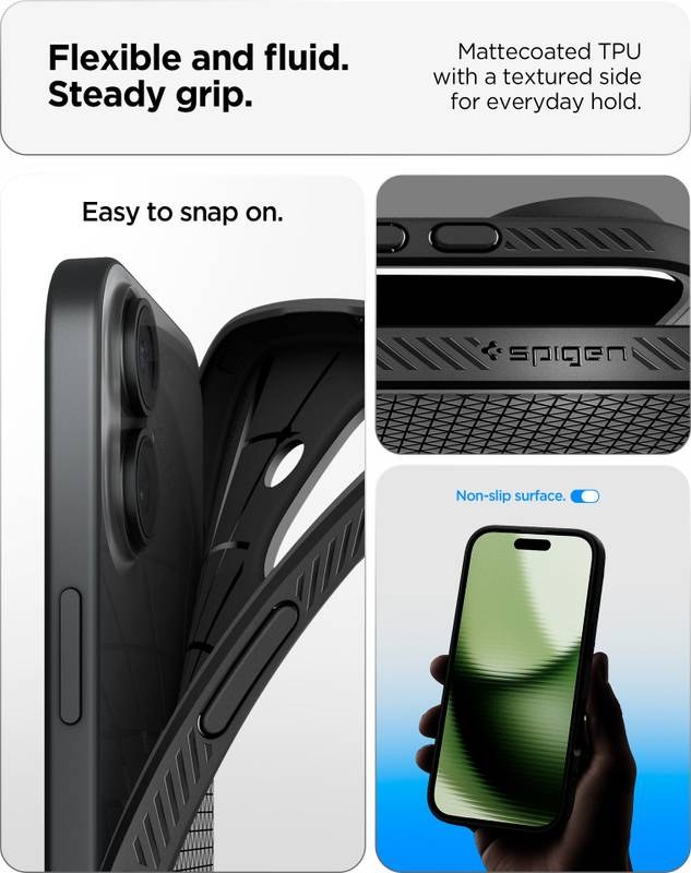 Spigen Liquid Air Back Cover for iPhone 17 - ACS11554 (Matte Black) - Photo 3