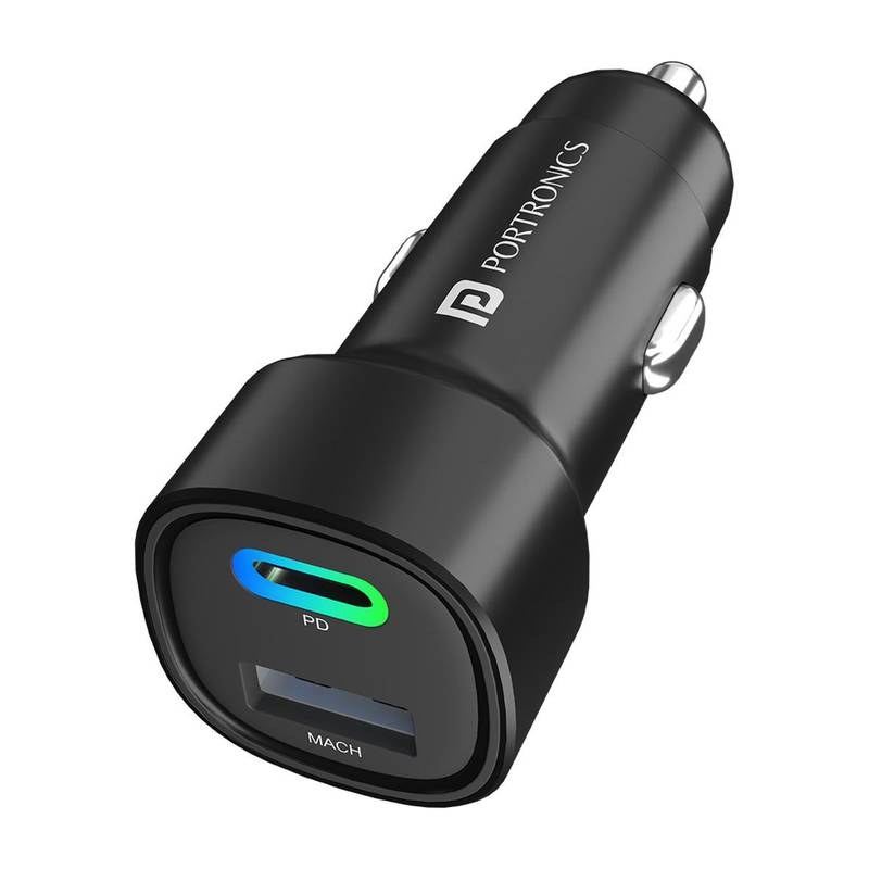 [SMX-14A955DC982A1F26] Portronics 3 Amp Qualcomm 3.0 Turbo Car Charger (Black)