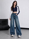 [SMF-962B79ACB36A05-6] KOTTY Wide Leg Women Blue Jeans (Vintage wash Blue) (36)
