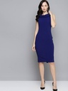 [SMF-3F8C62B8DAEB54-2] SASSAFRAS Women Sheath Blue Below Knee Dress (S)