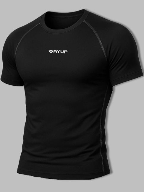 [SMF-BF164939042500-1] Gym Hound Graphic Print, Sporty Men Boat Neck Black T-Shirt (S)
